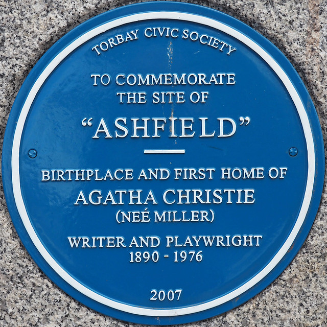 Torbay Civic Society's Blue Plaque at Ashfield where Dame Agatha was born