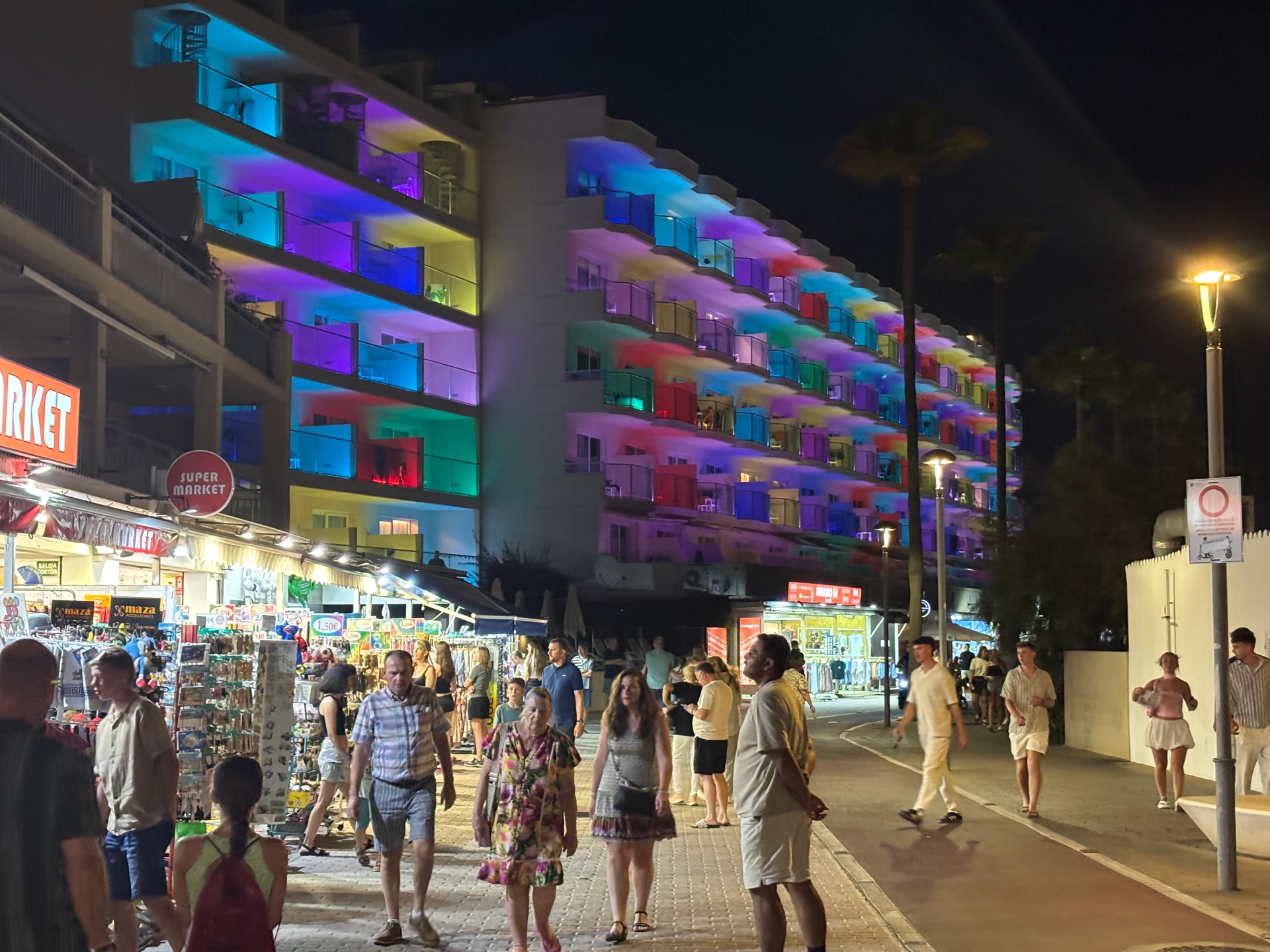 Hotel lit up in Cala Bona