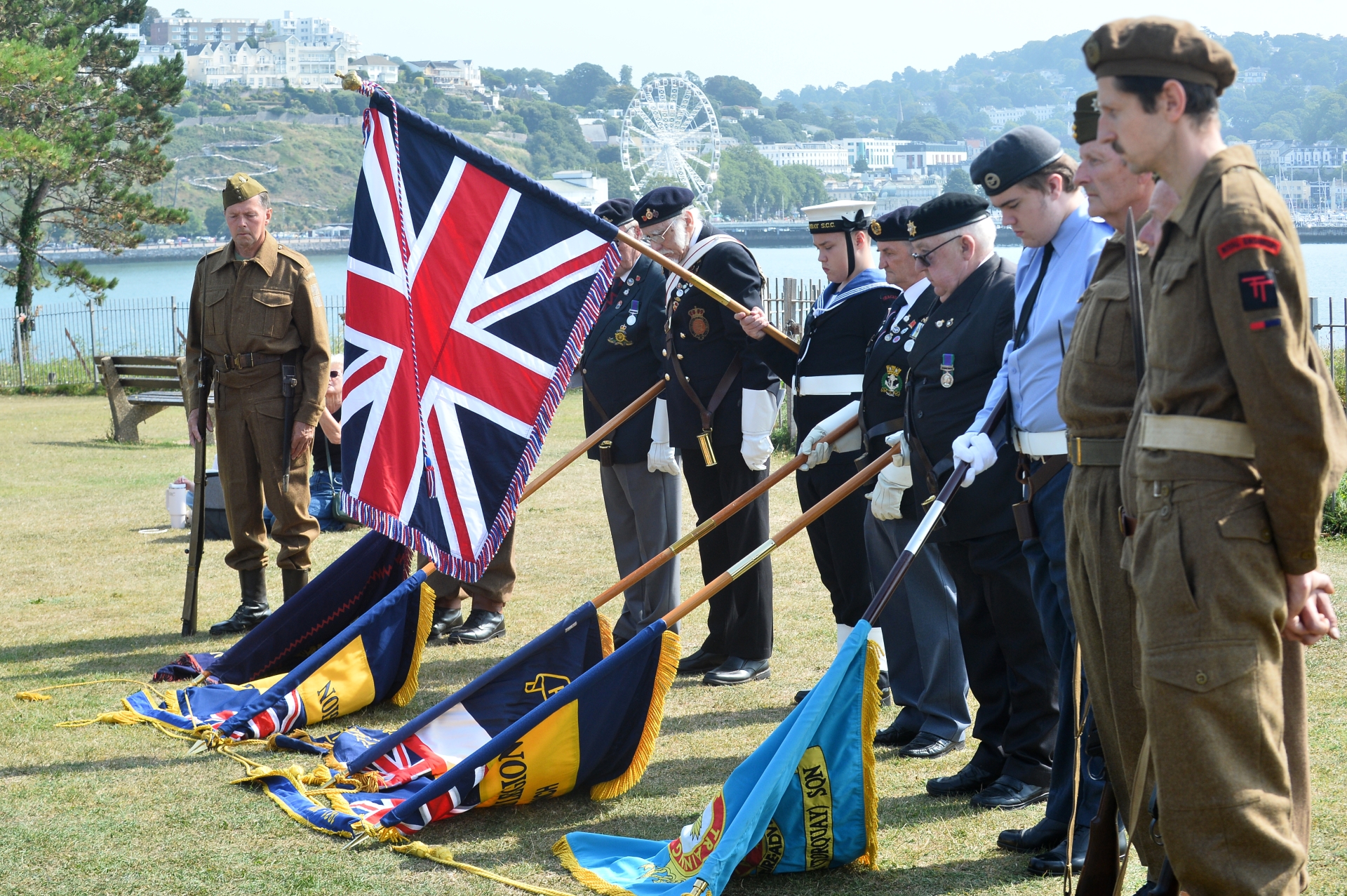 Corbyn Head Home Guard memorial Standards are drawn Pictures Ali McPhee miraclePR.com