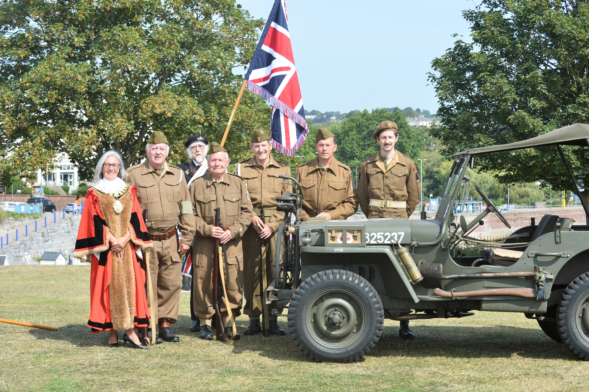 Corbyn Head Home Guard memorial Mayor Barbara Lewis and the Brixham Battery Heritage Group