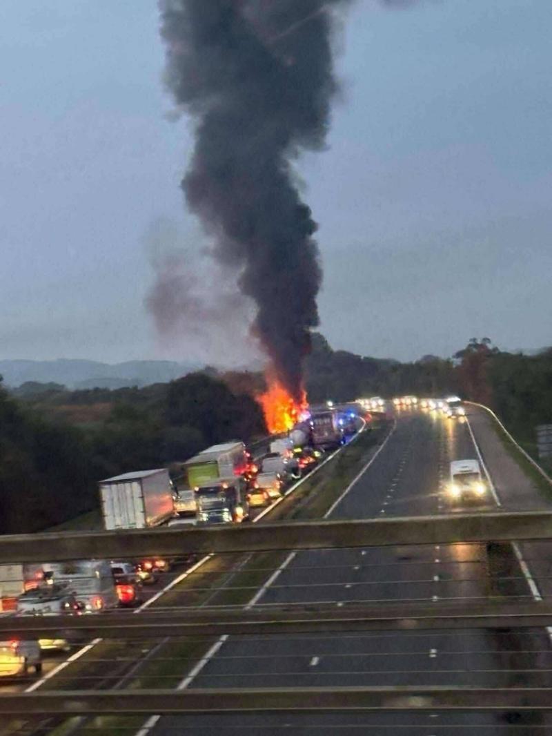 The car transporter on fire on the M5 Pic Submitted