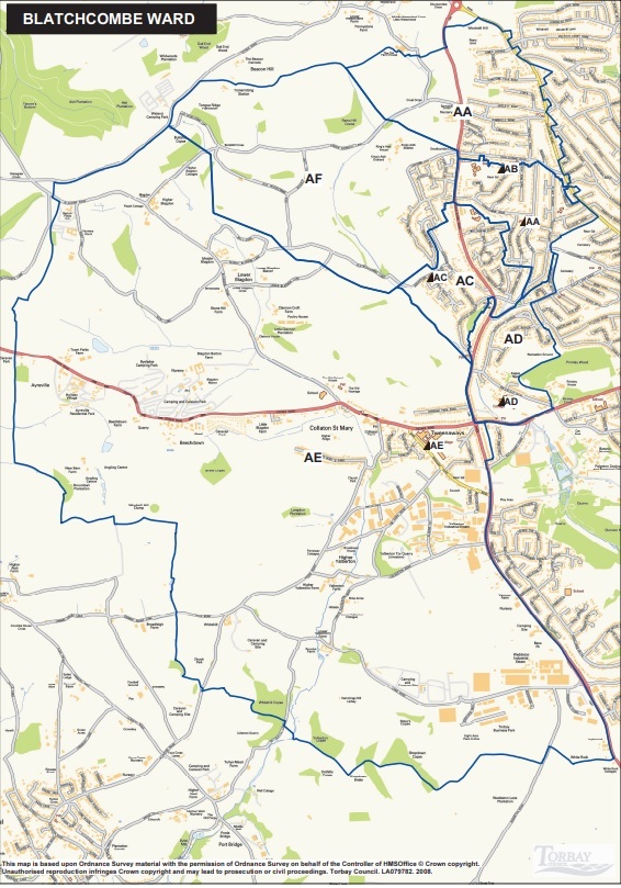 The boundaries of the former Blatchcombe Ward of Torbay Council  Image Torbay Council