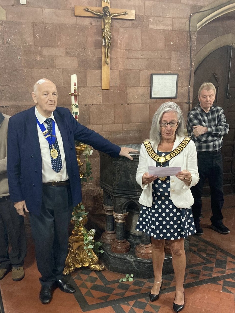 Mayor Barbara Lewis and Torbay Civic Society president Ian Handford at the Christie church plaque unveiling