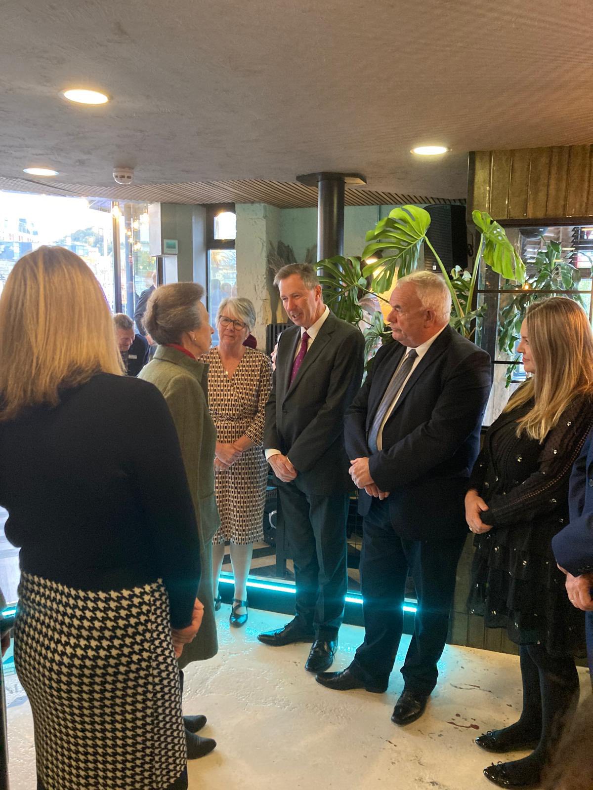Princess Anne at the Otto reception with Carolyn Custerson, Chris Hart, Jim Parker and Kelly Widley