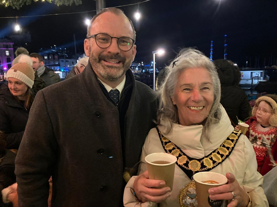 Bay of Lights traders leader Anthony Jones and mayor Barbara Lewis