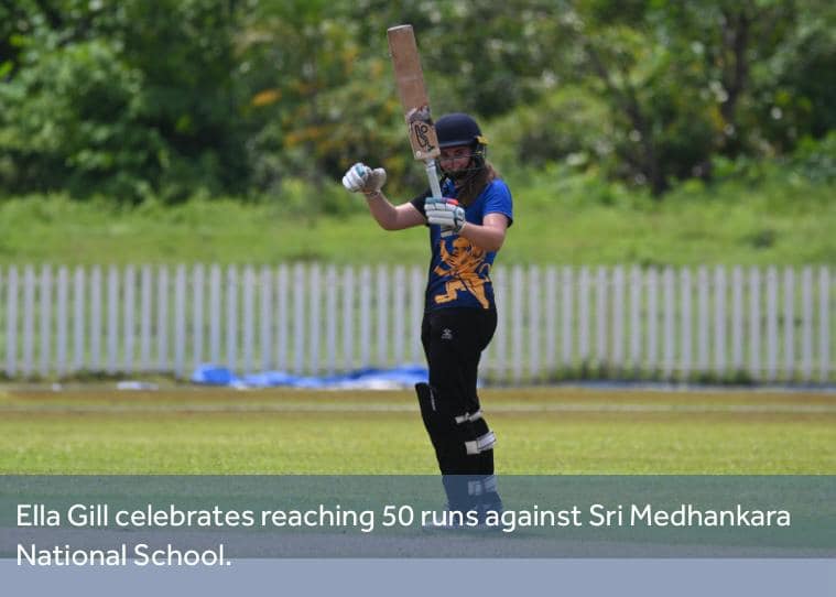 Ella Gill scoring runs for Devon in Sri Lanka