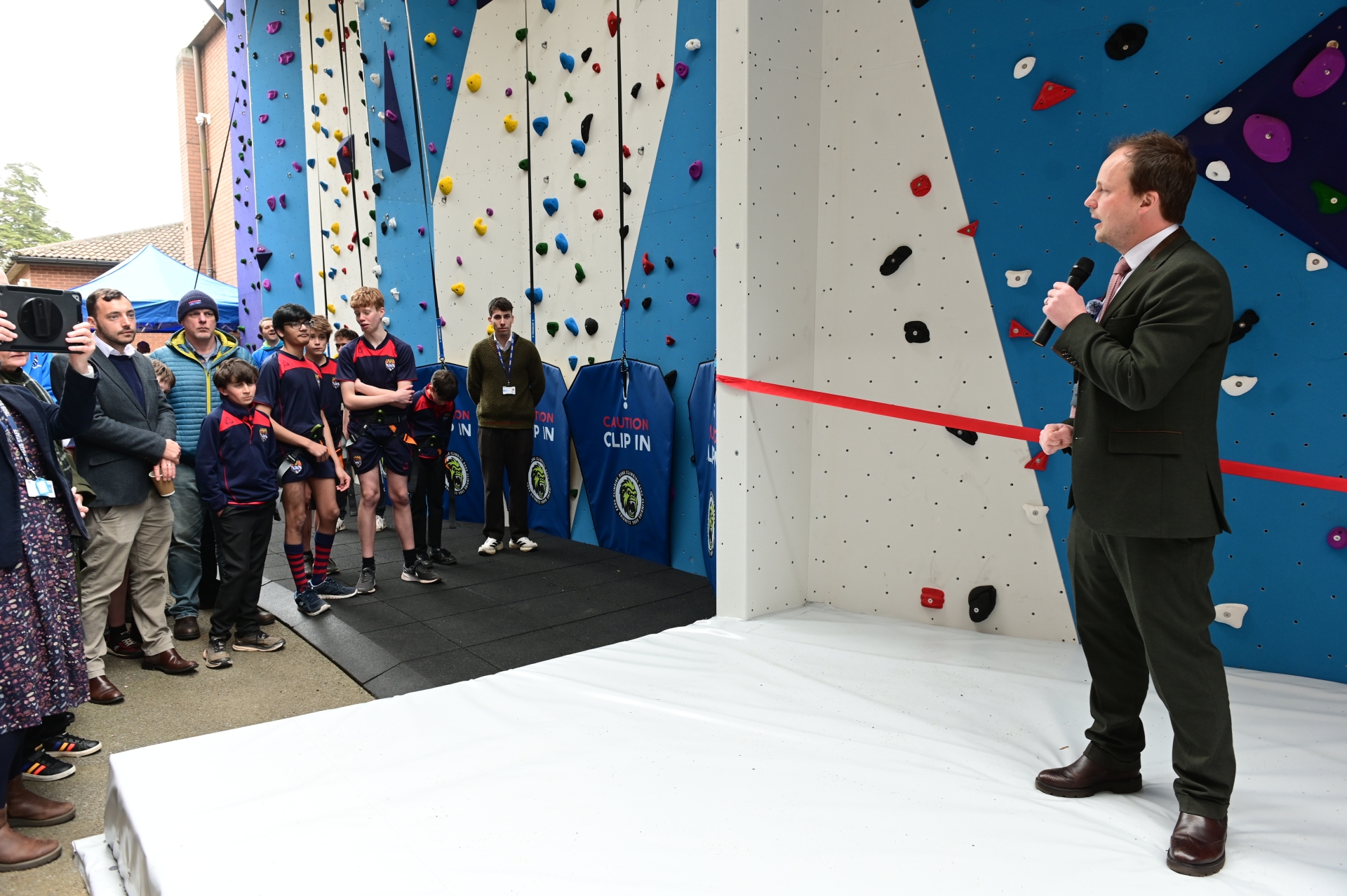 Torquay Boys' Grammar School principal James Hunt at the climbing wall opening
