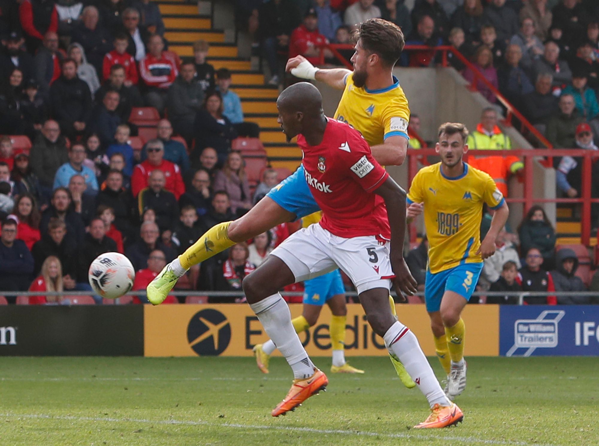 Aaron Jarvis during the match between Wrexham and Torquay United at The Racecourse Ground, Wrexham, on Saturday, September 24. Credit: Steve Bond/PPAUK