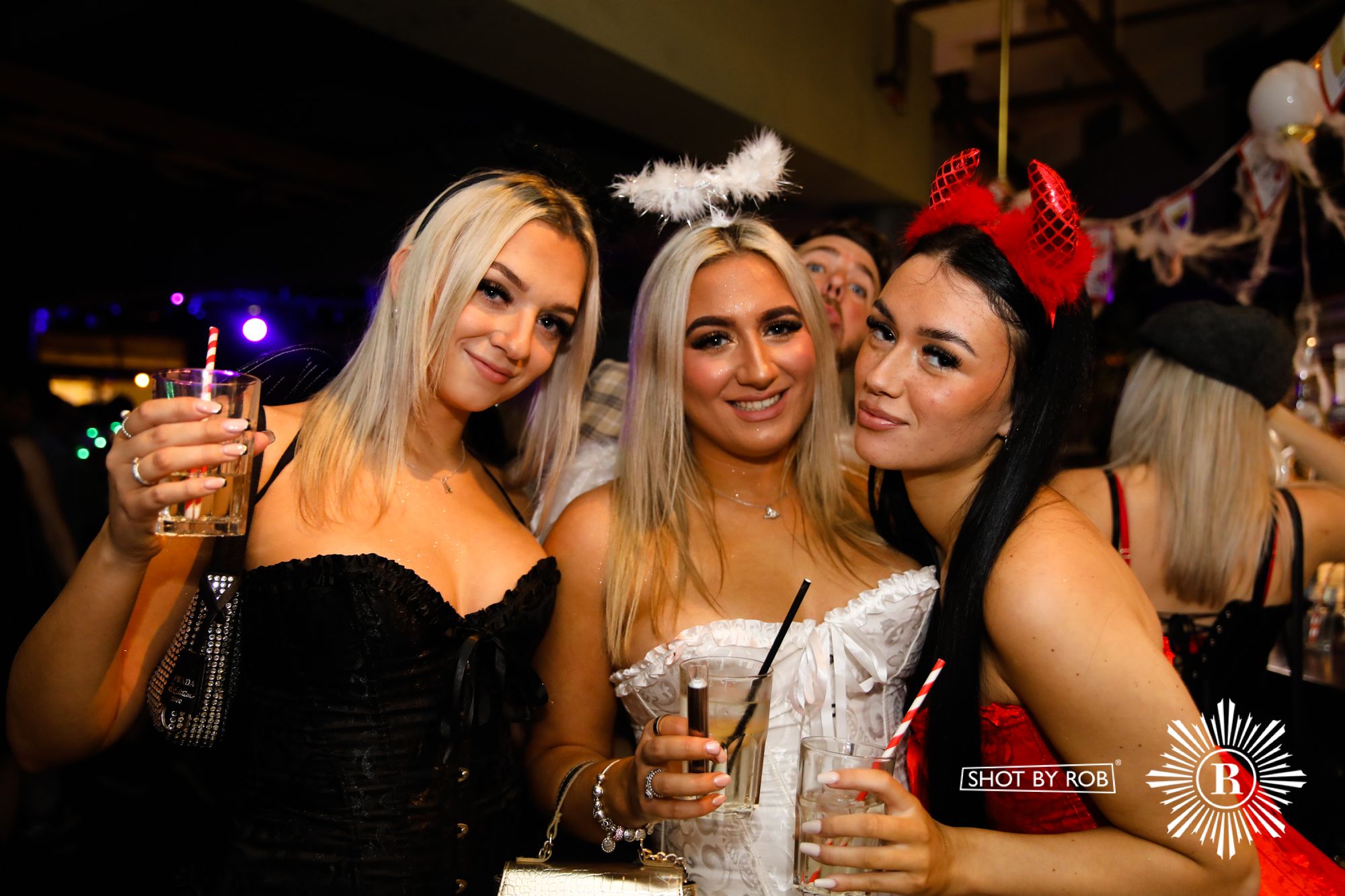 Revellers in Halloween costumes