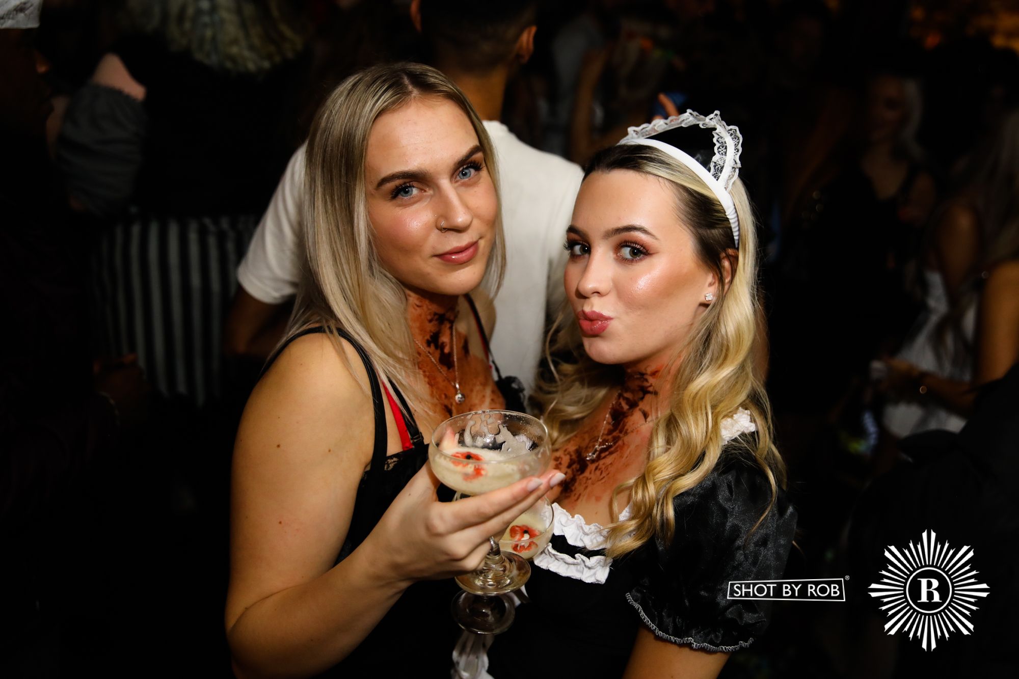 Revellers in Halloween costumes