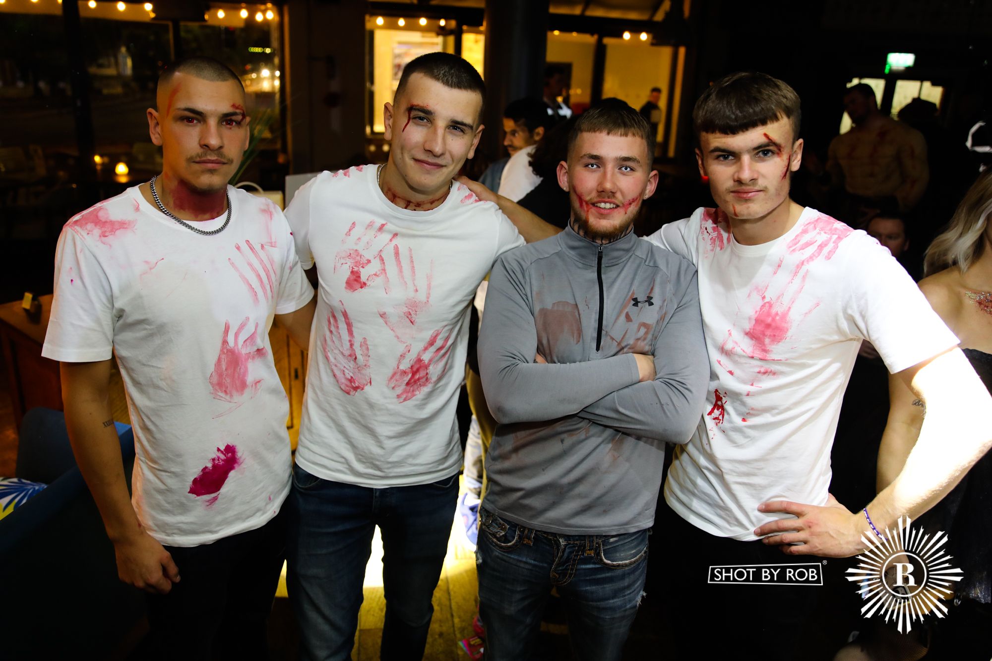 Revellers in Halloween costumes