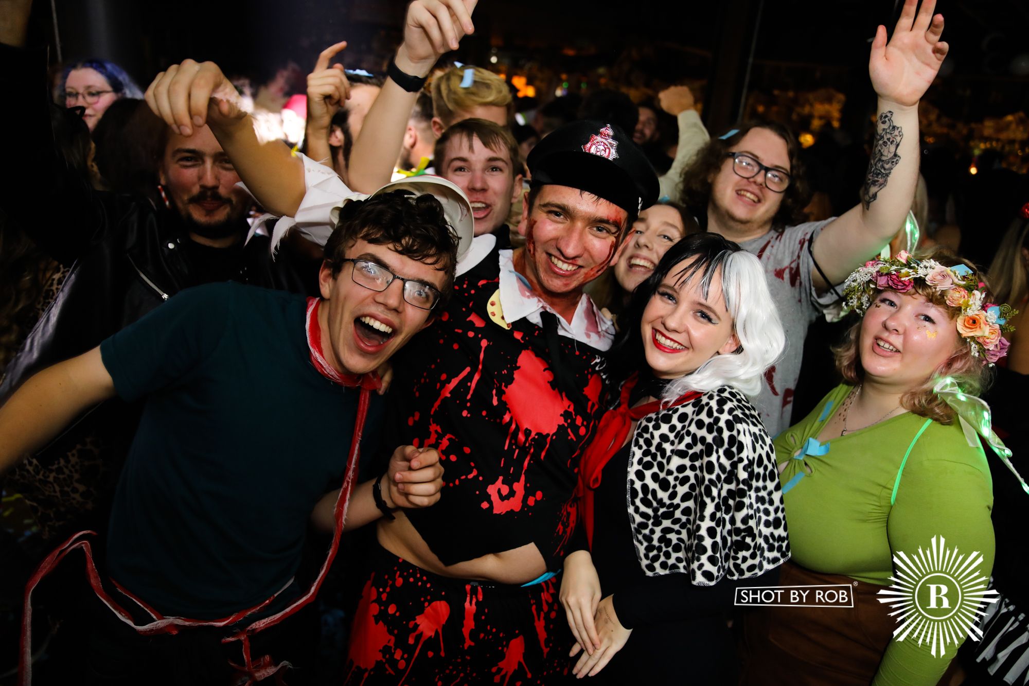 Revellers in Halloween costumes