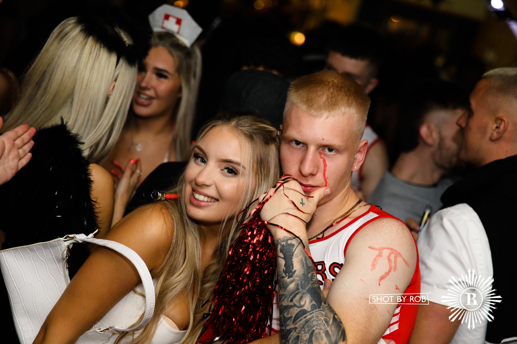 Revellers in Halloween costumes