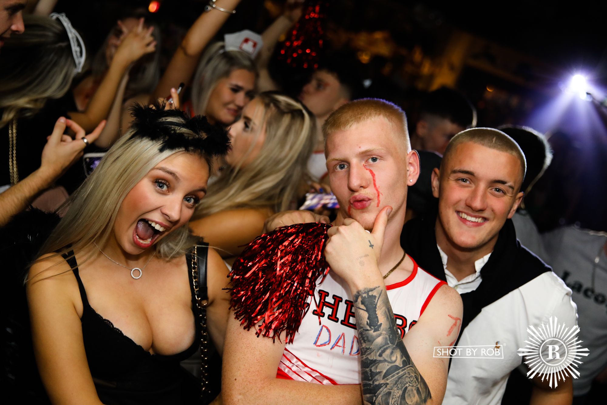 Revellers in Halloween costumes