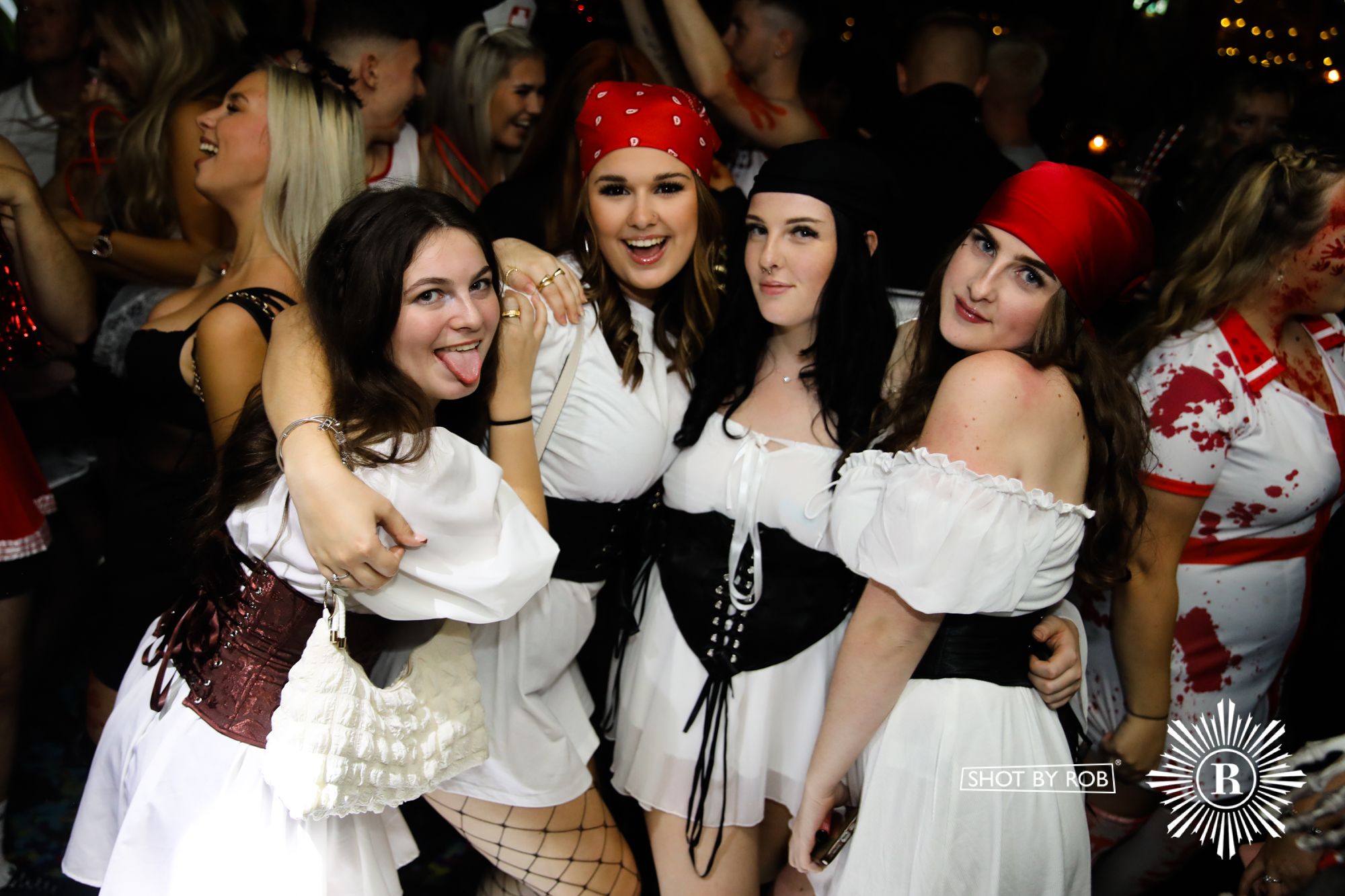 Revellers in Halloween costumes