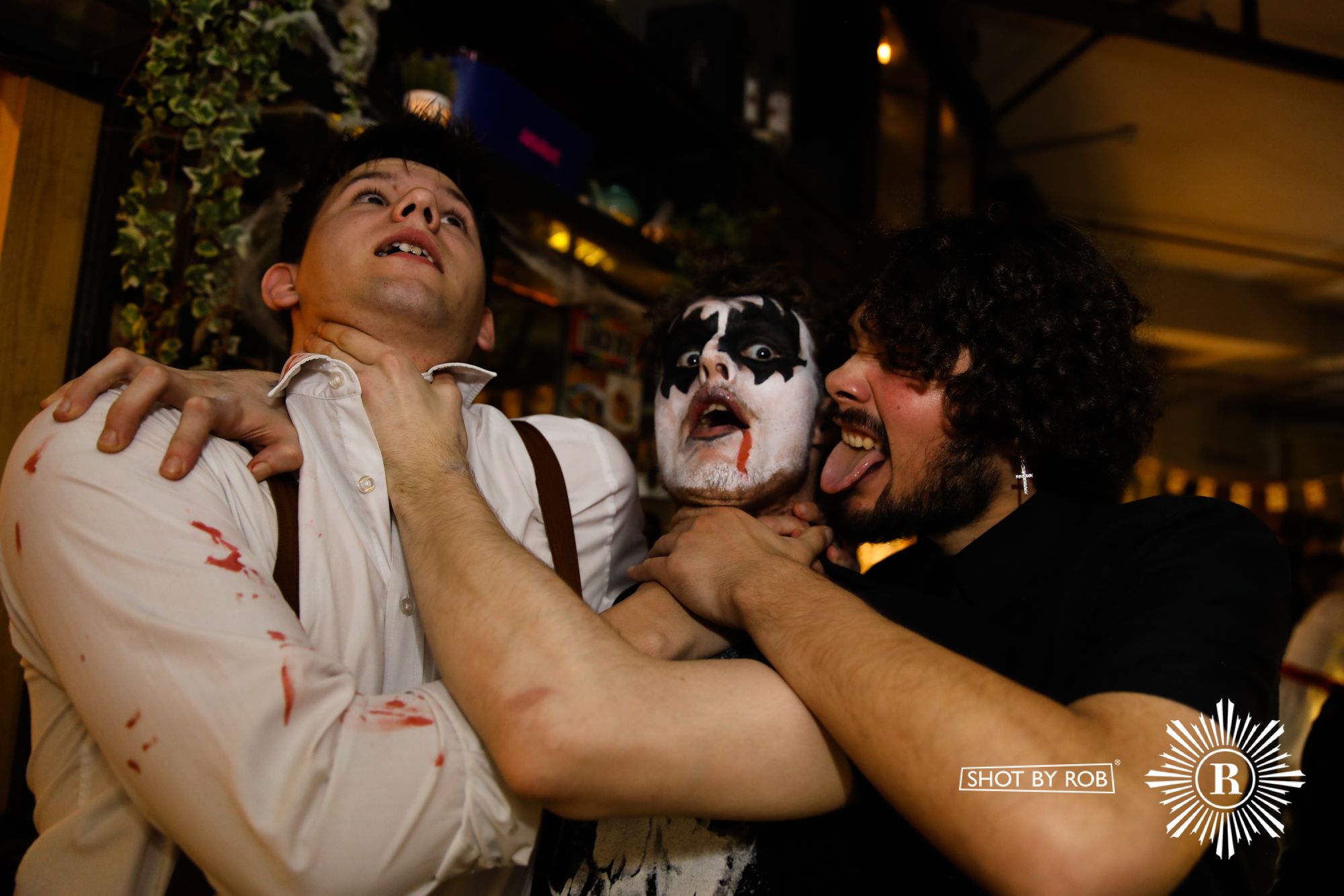 Revellers in Halloween costumes