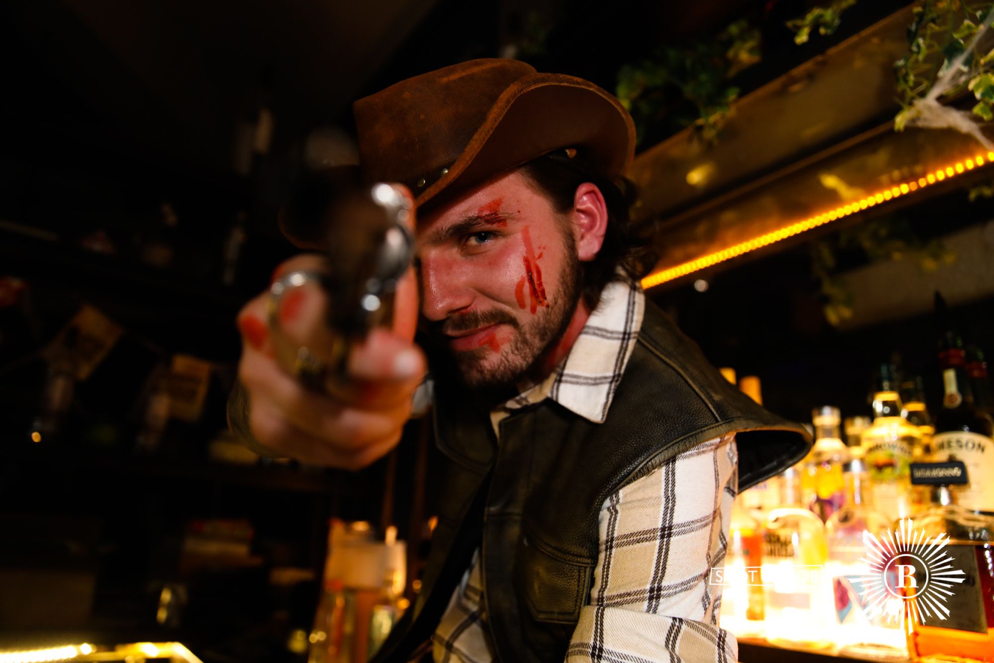 Revellers in Halloween costumes