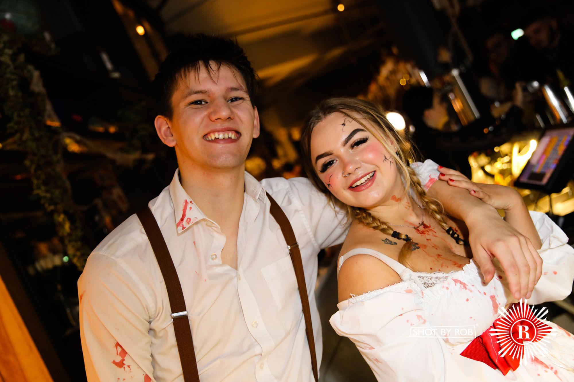 Revellers in Halloween costumes