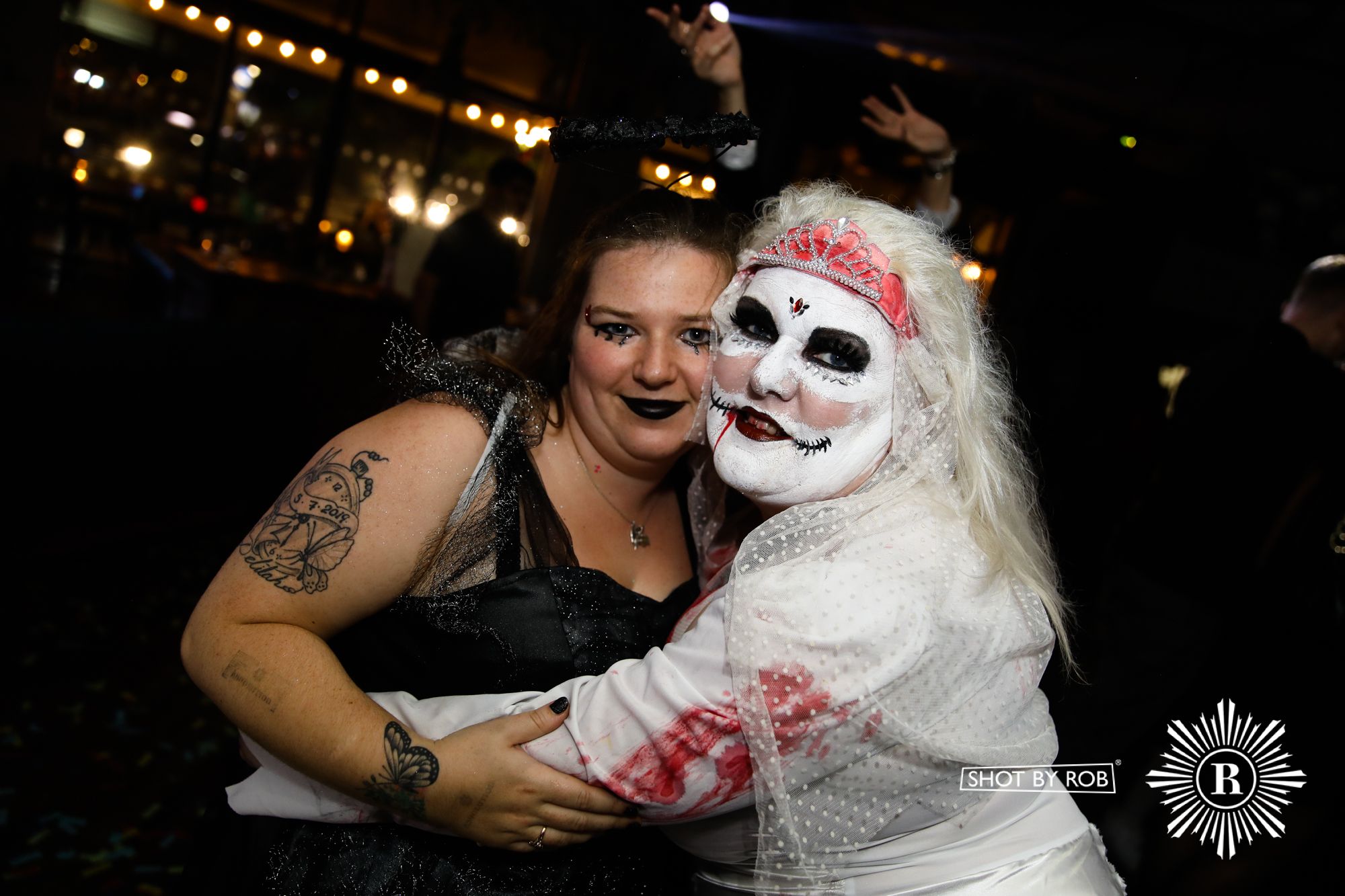 Revellers in Halloween costumes