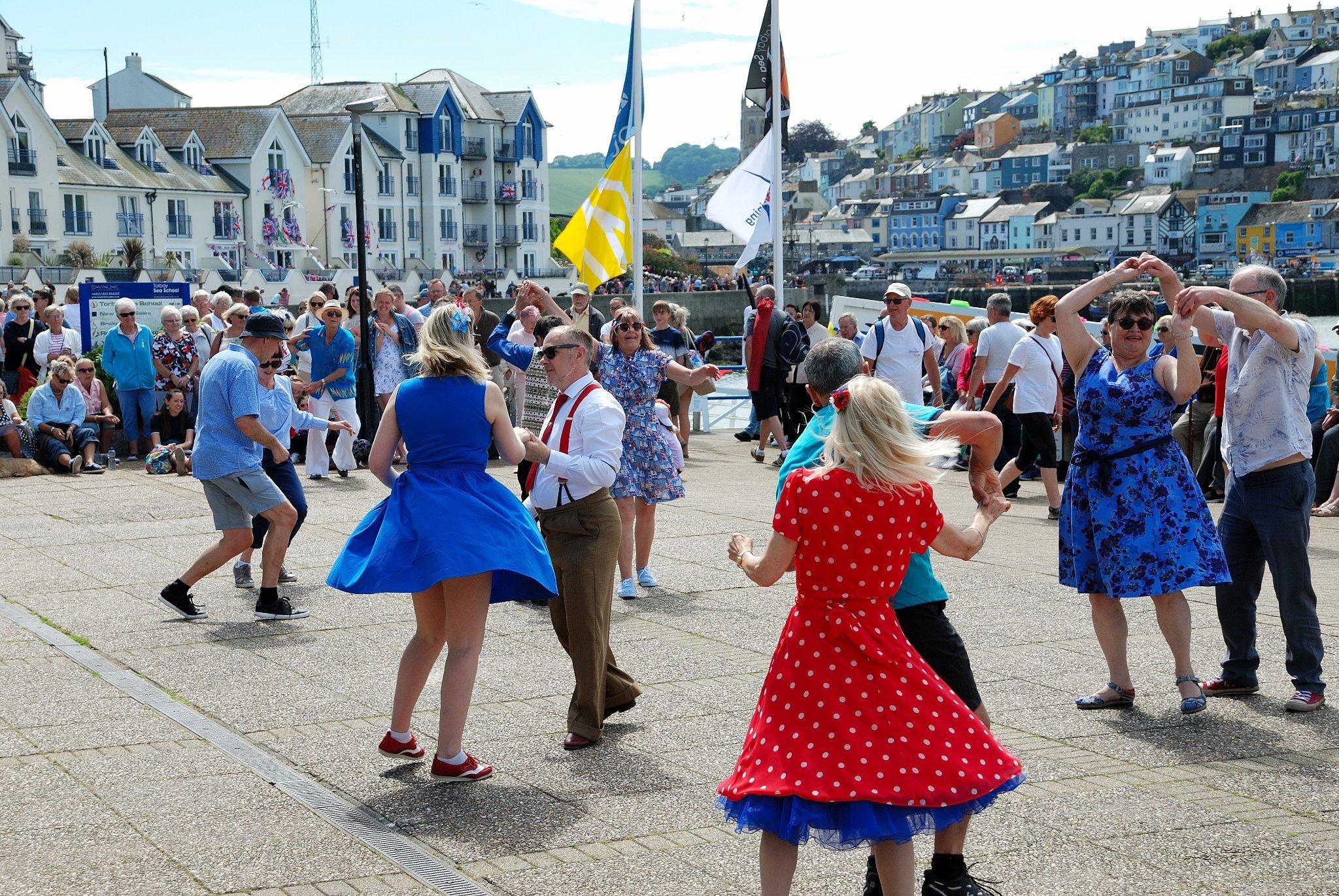 Celebrating the late Queen's Platiunum Jubilee earlier this year with 1950s' dancing in Brixham. Credit: Dave Barratt