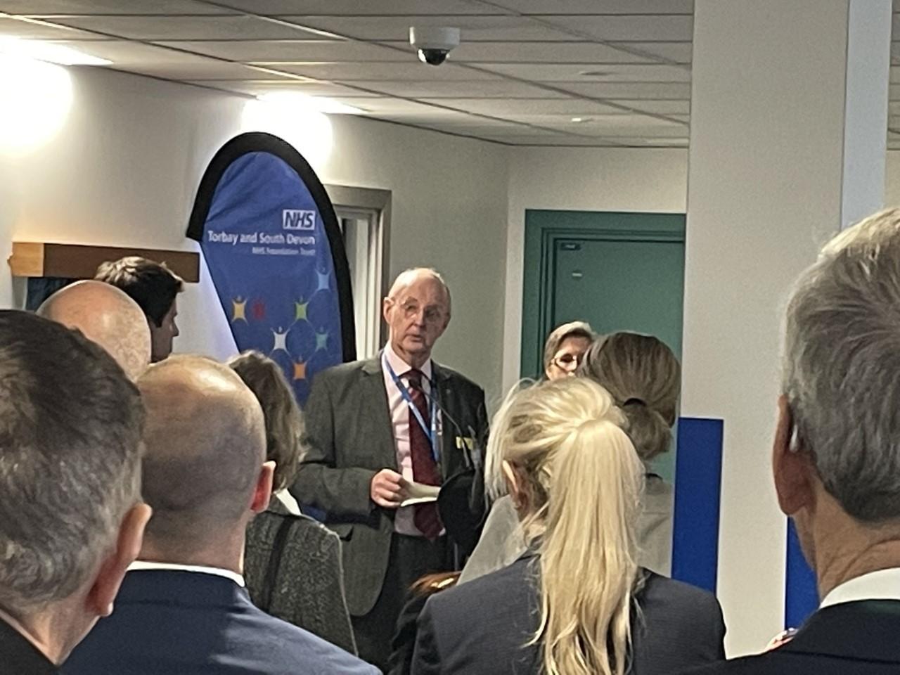 Sir Richard Ibbotson, chairman of Torbay and South Devon NHS Foundation Trust, officially opens the new £15m Acute Medical Unit.