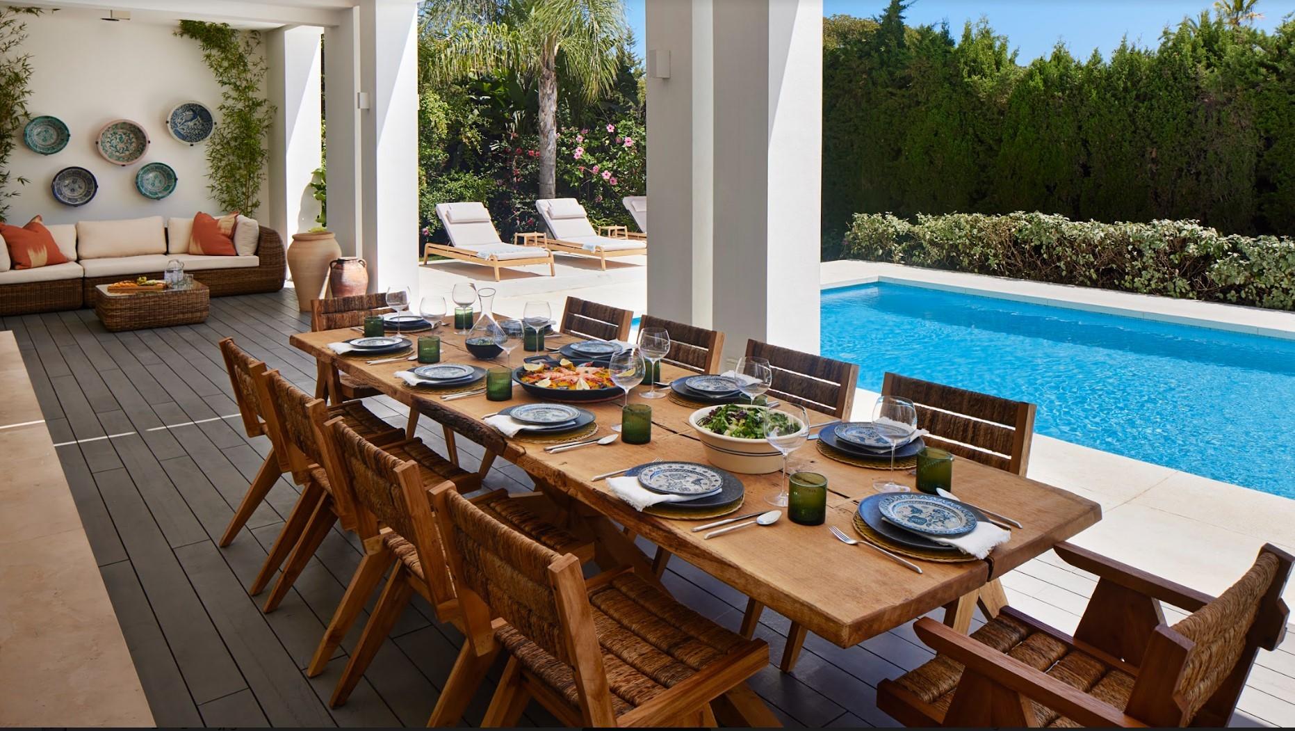 Outdoor dining at Mark's Marbella villa. Credit: Omaze