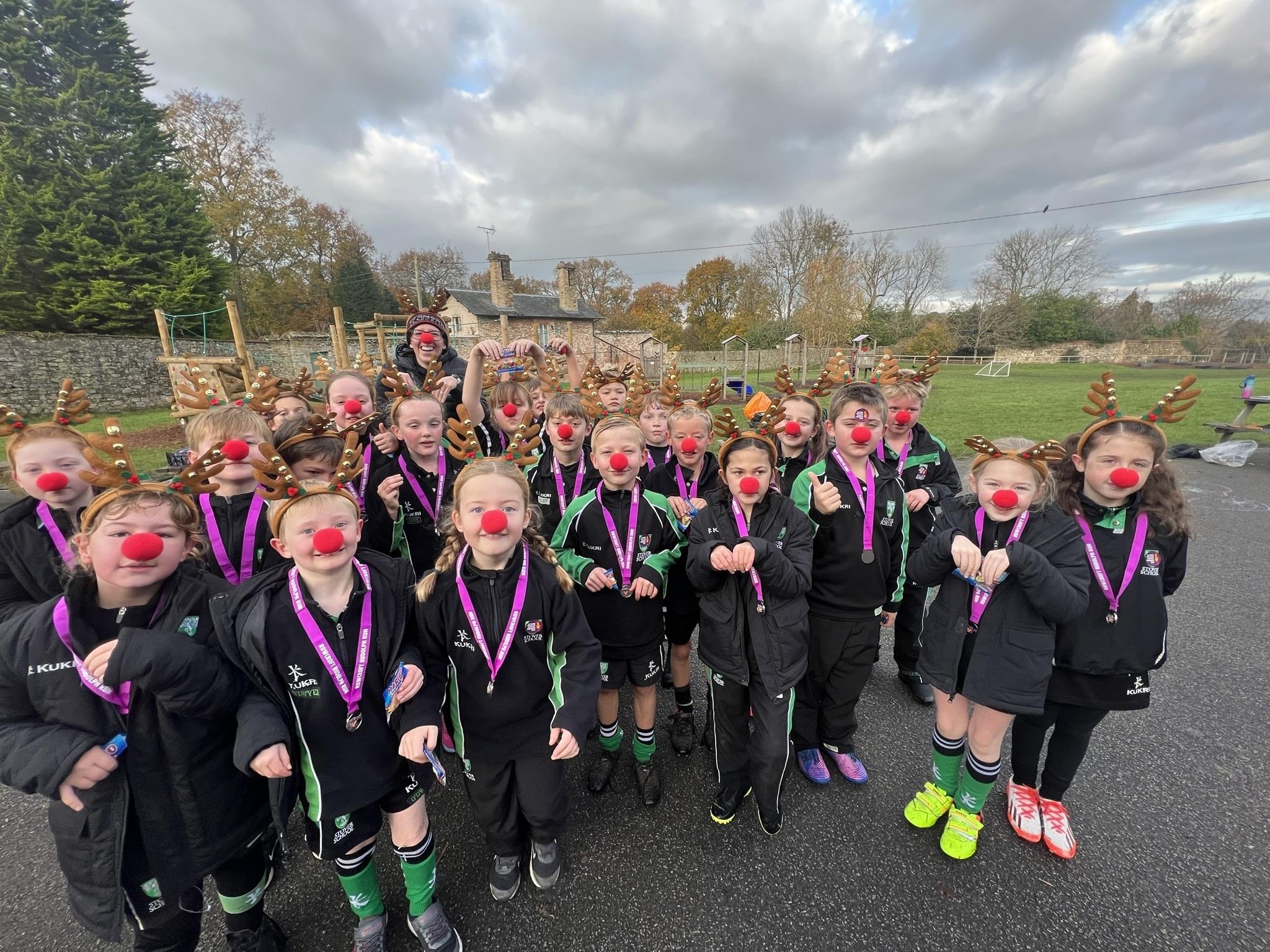 Pupils at Stover Preparatory School take part in Rowcroft Hospice’s Rudolph Run