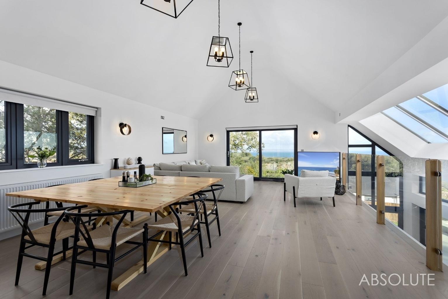 Sea views from the open-plan lounge/dining room. Credit: Absolute Sales and Lettings