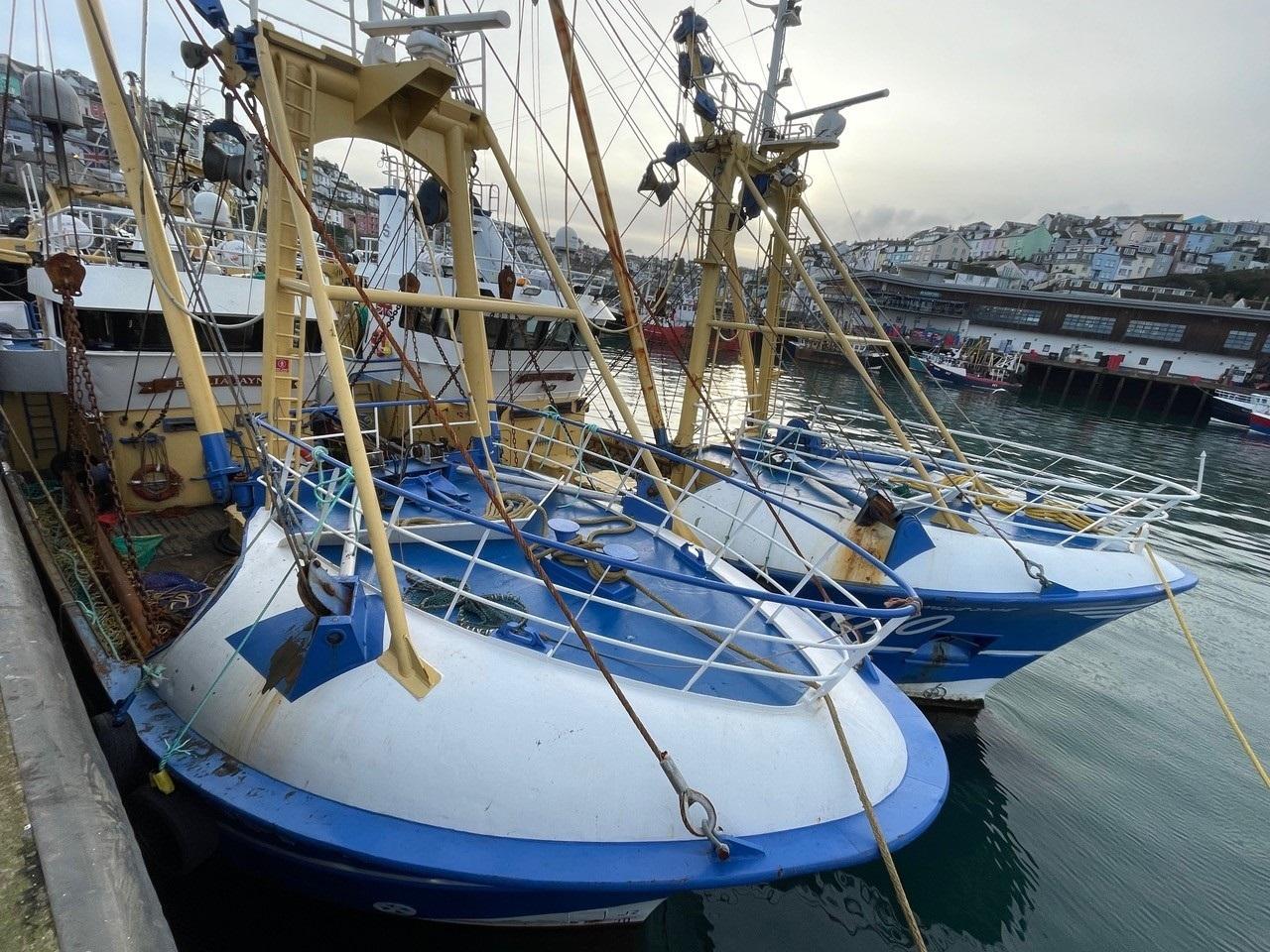 Brixham's fishing fleet in the harbour ahead of a forecast weekend of bad weather. Credit: Stephen Coombes