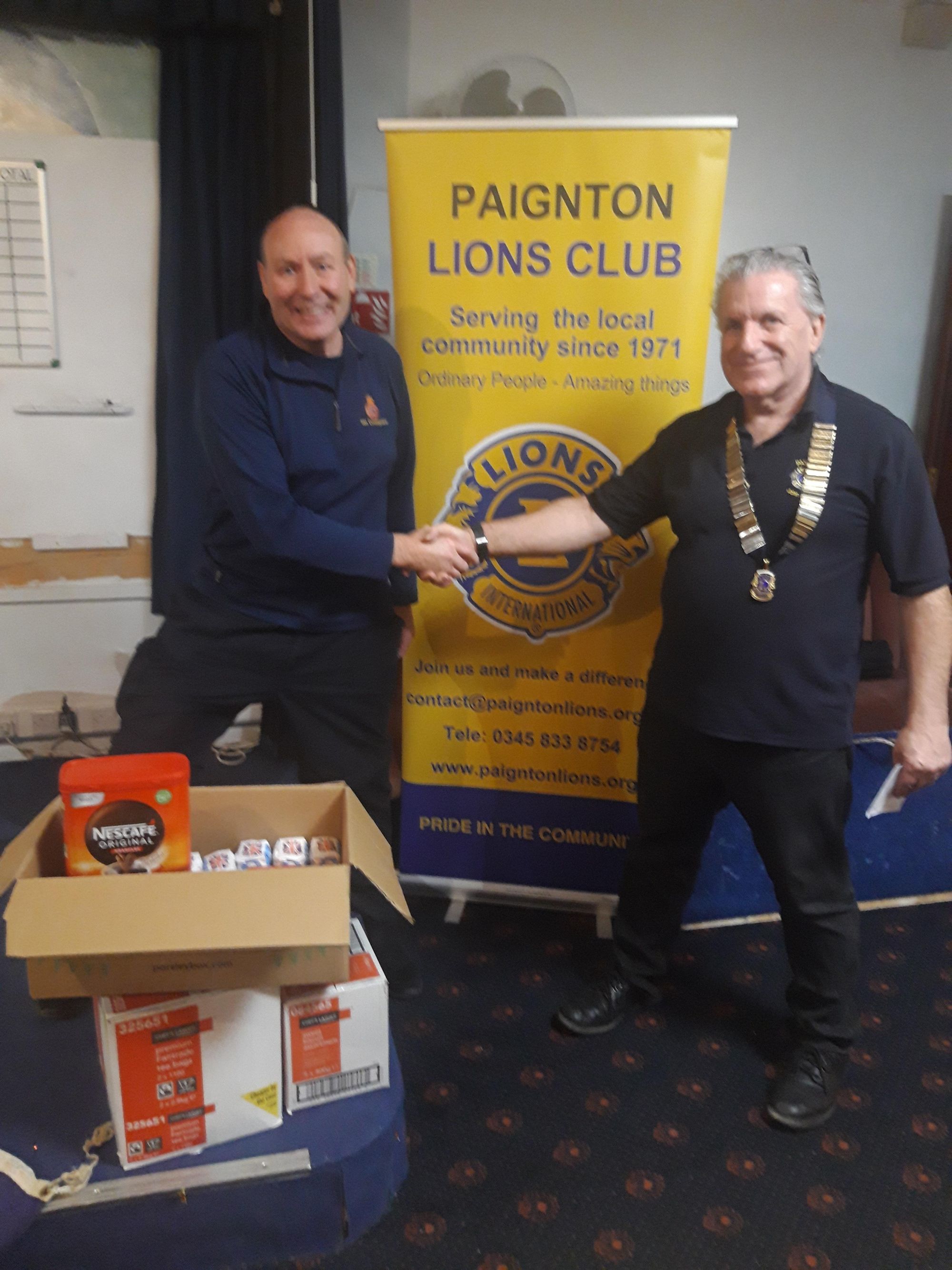 A gift of tea, coffee, sugar and biscuits for Paignton Coastguards