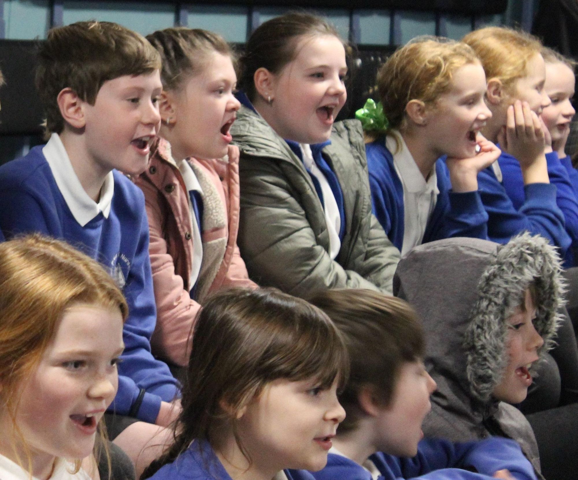 Children from Furzeham Primary School look amazed at science spectacular.