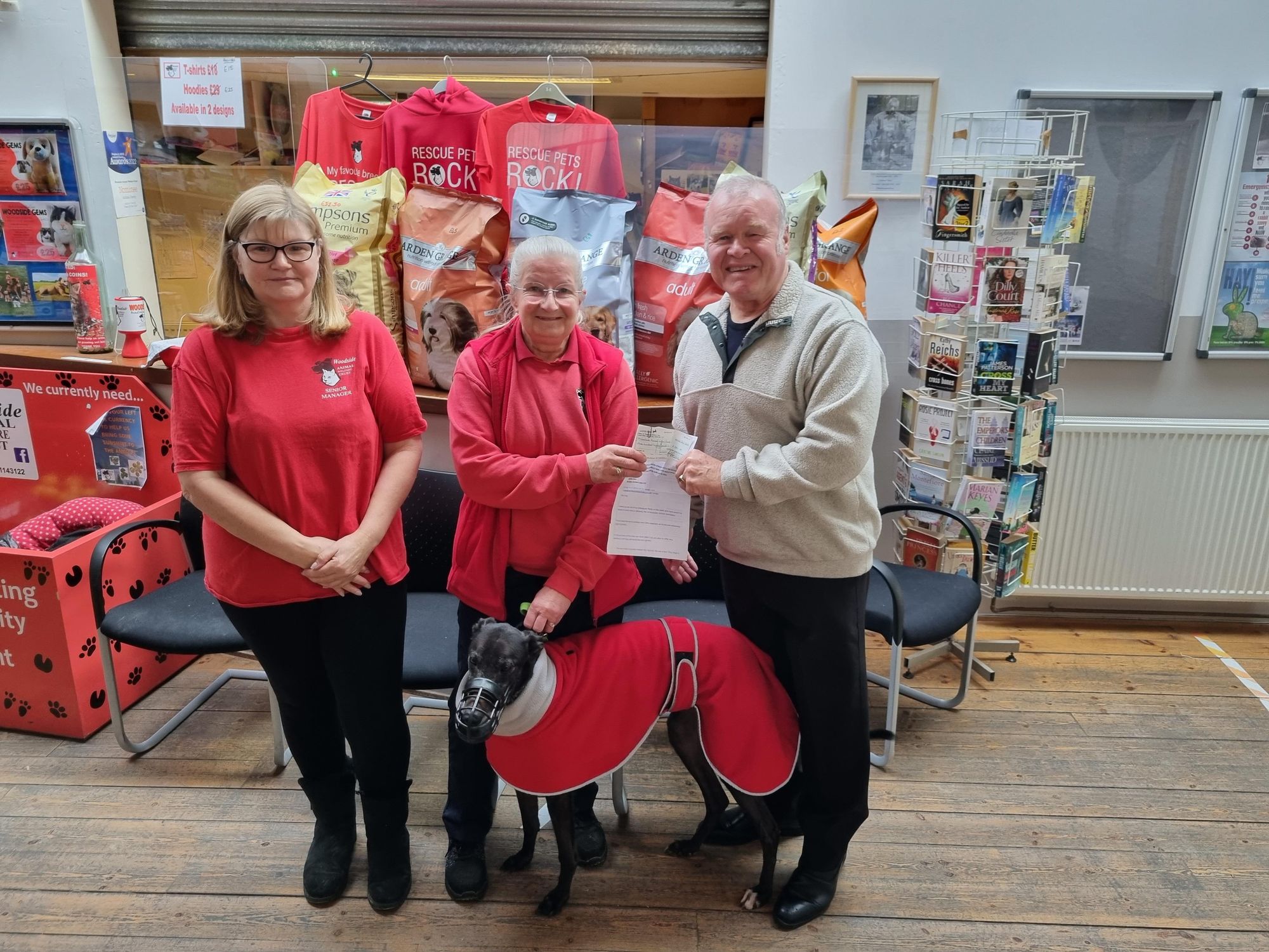 Courtland Lodge, Paignton, donated £350 to Woodside Animal Welfare Trust.