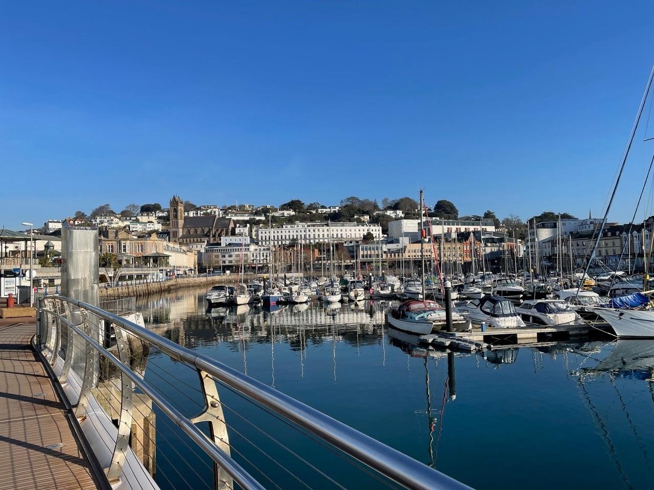 February sunshine on Torquay harbour Credit: Stephen Coombes