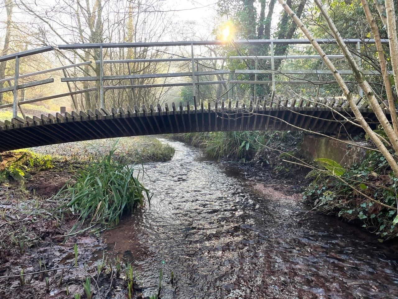 Crossing the stream at Cockington. Credit: Stephen Coombes