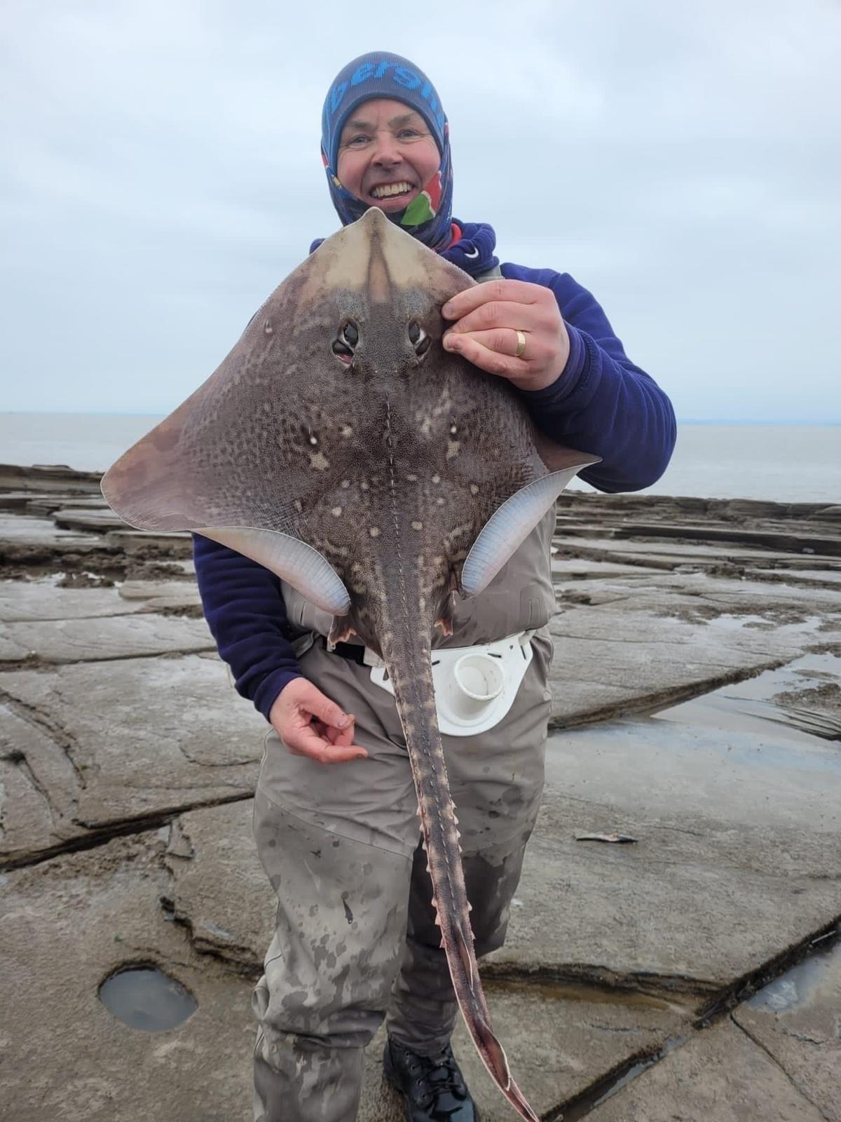 Aaron Churcher with a thornback ray.