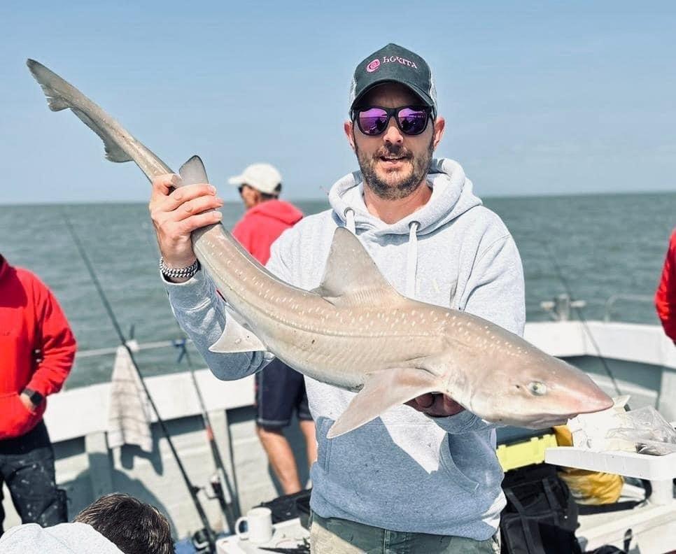 James Trevett with an 18lbs smoothhound caught aboard Teddie Boy out of Minehead